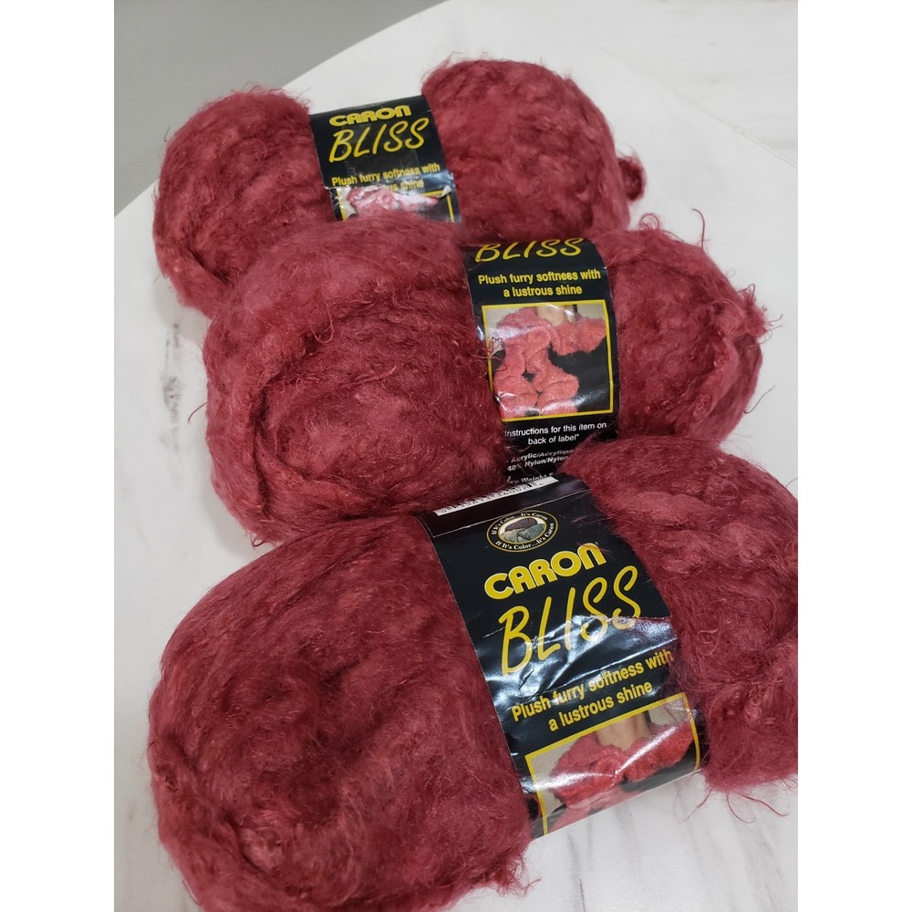 NEW LOT 3 Caron Bliss Yarn Skeins MERLOT WINE